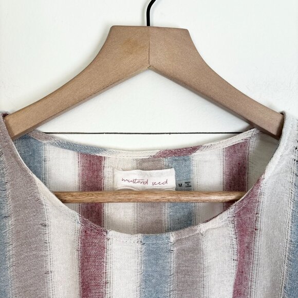 Mustard Seed x Anthropologie striped cropped top with distressing - Picture 2 of 5